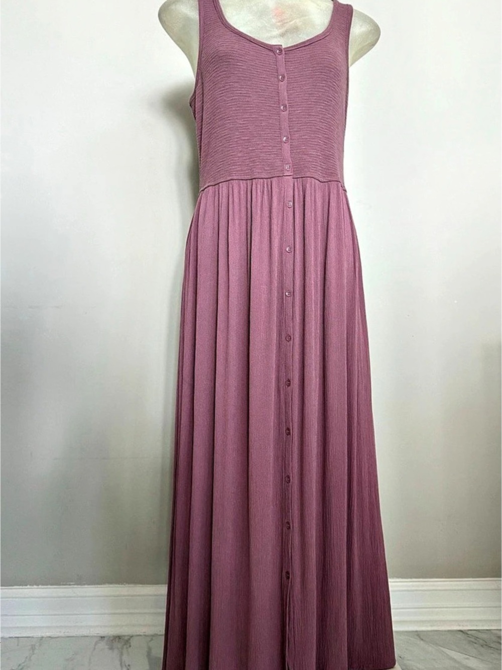 FRYE Button-Front Maxi Dress in Pink Size Medium Cotton Blend Feminine